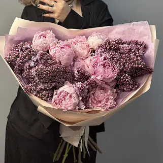 Дуо-букет пионов и сирени L