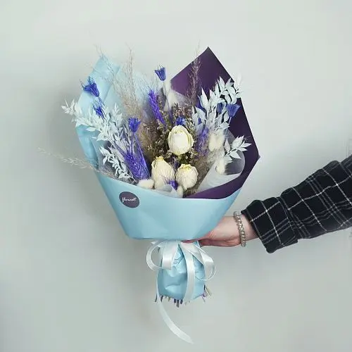 Букет сухоцветов Лилово-голубой