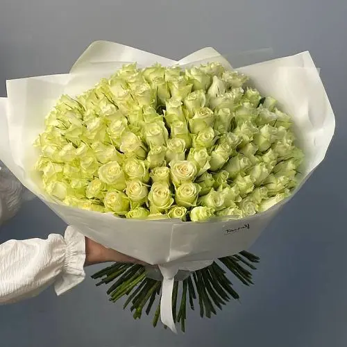 Букет из 51 белой розы 50см (Кения)