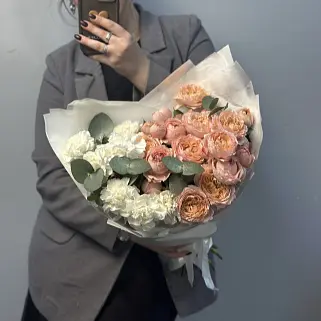 Дуо-букет гвоздик и роз Juliet M