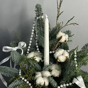 Зимняя композиция со свечой М