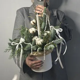 Зимняя композиция со свечой М