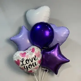 Фиолетовый набор шаров Love you