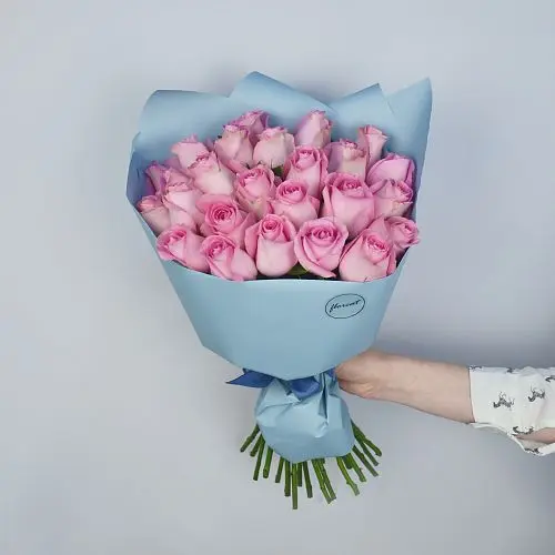 Букет из 51 нежно-розовой розы 50см (Кения)