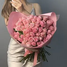 Букет из 51 розовой розы 50см (Кения)