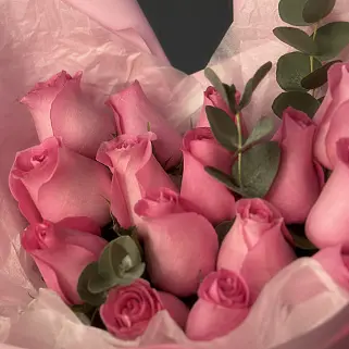 Букет из 15 розовых роз 50см (Кения)