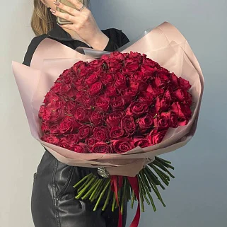 Букет из 101 красной розы 40см (Кения)