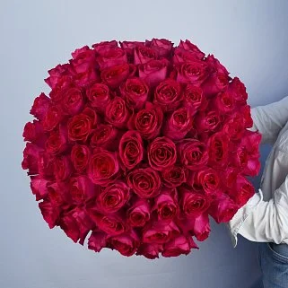 Букет из 75 ярко-розовых роз 50см (Кения)