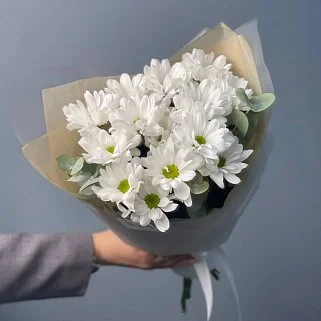 Букет из 3 кустовых хризантем Bacardi и эвкалипта