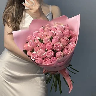 Букет из 35 розовых роз 40см (Кения)