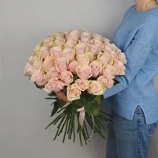 Букет из 51 розы Pink Mondial 60см