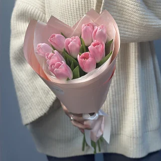 Букет из 9 розовых тюльпанов