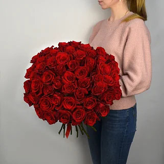 Букет из 51 красной розы 50см