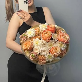 Сборный букет Абрикосовый сорбет М