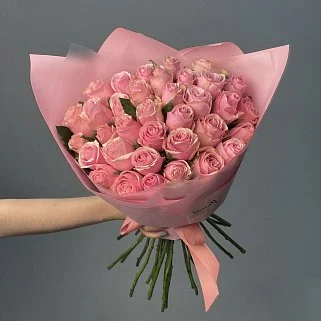 Букет из 35 розовых роз 40см (Кения)