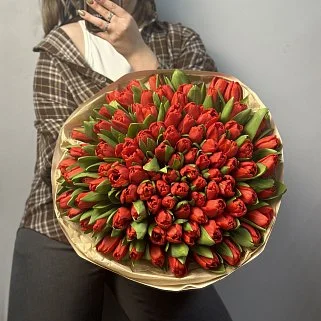 Букет из 101 красного тюльпана
