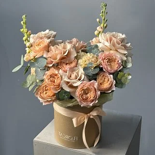 Букет в шляпной коробке Поздний завтрак L