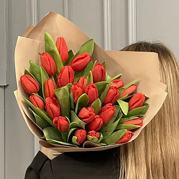 Букет из 25 красных тюльпанов