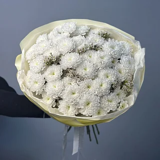 Букет из 9 хризантем Baltica и ваксфлауэра