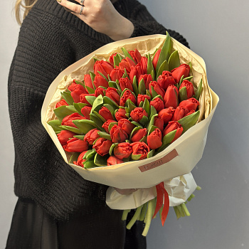 Букет из 51 красного тюльпана