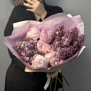 Дуо-букет пионов и сирени M