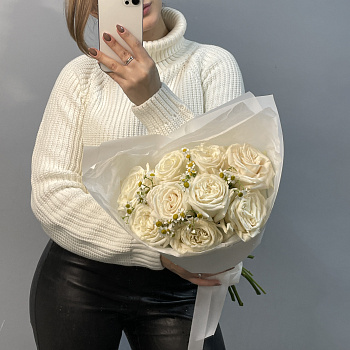 Дуо-букет роз Playa Blanca и матрикарии М