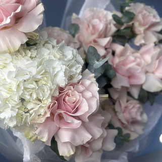 Дуо-букет французских роз Mondial и гортензий M