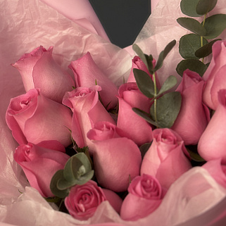 Букет из 15 розовых роз 50см (Кения)